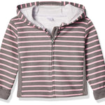 Hanes, Zippin Soft 4-way Stretch Fleece Hoodie, Babies and Toddlers, Steel/Pink Stripe, 12-18 Months