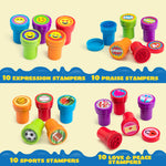 JOYIN 100 Pcs Assorted Stamps for Kids Self-Ink Stamps (50 Different Designs, Dinosaur, Zoo Safari Stampers) for Party Favor, Carnival Prizes, School Classroom Gift Stuffers, Treasure Box Toys