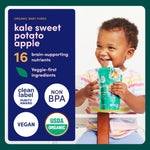 Cerebelly Organic Baby Food Pouches, Kale Sweet Potato Apple Purees, 16 Nutrients, No Added Sugar, Fiber & Non-GMO, 4oz, 6 Pack