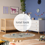 dadada Austin 3-Drawer Dresser for Nursery and Bedroom - Modern Design, Large Storage, Baby-Safe Finish, Anti-Tip Safety, Solid Wood Feet, Durable Construction (White+Natural)
