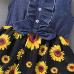Kucnuzki Toddler Girl Clothes 2t 3t Cute Girl Clothes Blue Flowy Summer Sunflower Birthday Dress Sleeveless Ruffle Denim Bow Dress Spring Party Jean Dresses