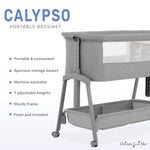 Dream On Me Calypso Portable Bassinet with Wheels, Adjustable Height Bedside Sleeper, Foldable Baby Bassinet with Breathable Mesh Sides, Foam Mattress, Easy Mobility & Travel-Friendly Design - Grey