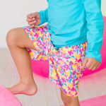 RUGGEDBUTTS Boys UPF50+ Sun Protection Novelty Swim Trunks - Vibrant Neon, 3T