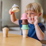 Melissa & Doug Scoop and Stack Ice Cream Cone Wooden Magnetic Pretend Play Food Set, Preschool Toy Play Ice Cream Set, Pretend Food, Toy for Toddlers and Kids Ages 3+ - FSC-Certified