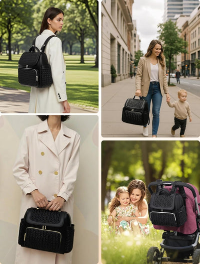 Diaper Bag Backpack,Baby Bag with Changing Pad,Travel Waterproof Diaper Bag Tote,Newborn Essentials Must Haves, Shower Gifts for boys & Girls, Black