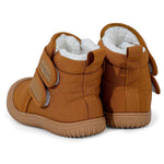 DUONITITI Toddler Snow Boots Double Strap Winter Warm Shoes Baby Faux Fur Lining Soft Fleece Booties with Non-Slip Sole(Brown,12-15 Months)