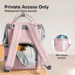 KeaBabies Baby Diaper Bag Backpack - Large Baby Bag for Boys, Girls, Waterproof Multi Function Travel Diaper Backpack with Changing Pad, Durable Travel Essentials for Moms and Dads (Pink Gray)