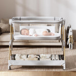 ANGELBLISS Baby Bassinet, 3-in-1 Bedside Bassinet for Baby, One-Touch Foldable Baby Crib for Newborn with Full-Mesh Sides & Adjustable Height, Mattress & Storage Bag