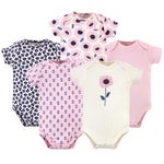 Touched by Nature Unisex Baby Organic Cotton Bodysuits, Blossoms, 0-3 Months