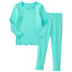pureborn Toddler Pajamas Set Pjs - Little Girl Long Sleeve Snug Fit Sleepwear 2pcs Maka Green 2T