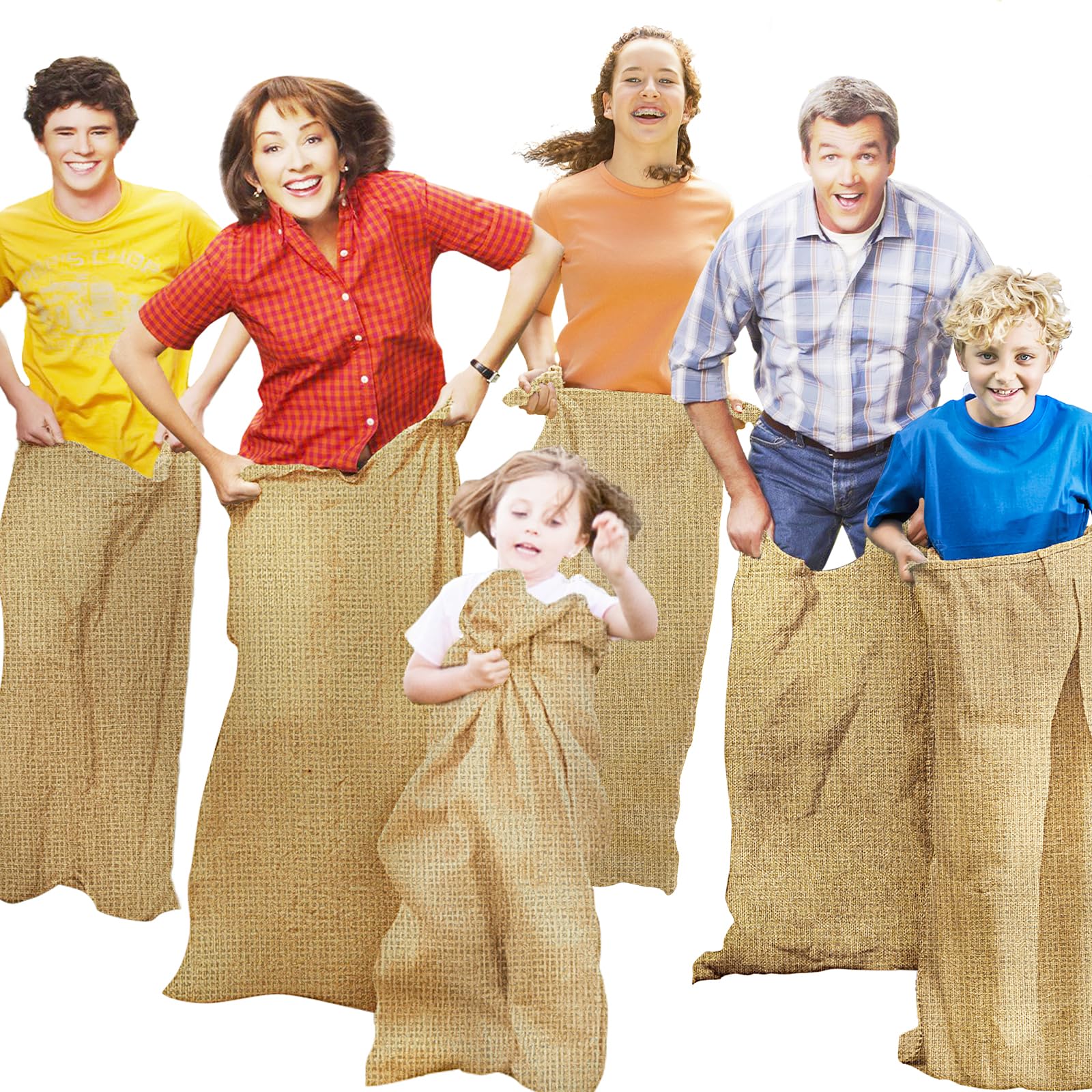 CWLAKON Outdoor Games, Potato Sack Race Bags for Kids Adults, Egg Spoon Relay Race, 3 Legged Race Bands, Birthday Party, Field Day Family Reunion Carnival Outside Yard Lawn Easter Fall Festival Games