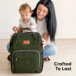 KeaBabies Baby Diaper Bag Backpack - Large Baby Bag for Boys, Girls, Waterproof Multi Function Travel Diaper Backpack with Changing Pad, Durable Travel Essentials for Moms and Dads (Dark Olive)