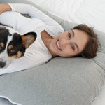 Meiz Pregnancy Pillows Cooling, Pregnancy Pillow U Shaped, Full Body Pillow and Maternity Pillow for Support Neck/Back/Legs with Pregnancy Pillow Cooling Jersey Cover & Velvet Cover, Grey