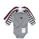 Hudson Baby Unisex Baby Cotton Long-Sleeve Bodysuits, Boy Daddy 5-Pack, 12-18 Months