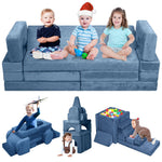 OSYKIU 18PCS Modular Kids Play Couch, Convertible Sectional Sofa for Toddlers, DIY Creative Playroom Furniture, Foam Floor Cushion for Boys and Girls, Building Fort and Lounge Set (Blue) (Blue)