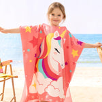 Joiedomi Kids Beach Towels with Hood for 3-10 Years Boys Girls Unicorn Hooded Toddler Bath Towel Poncho Absorbent Quick Dry Soft Microfiber Swim Robe with Backpack Lightweight 30"x30" for Beach Pool