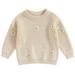 Mubineo Baby Girl Winter Clothes Cute Flower Sweater Crewneck Pullover Long Sleeve Knit Newborn Infant Sweaters (US, Age, 12 Months, 18 Months, Beige)
