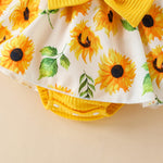 KAFIREN Baby Girl Clothes 3-6 Months Newborn Romper Dress Infant Lace Ruffle Sleeveless Summer Outfits with Headband Yellow Flower 3-6 Months 80cm