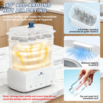 Mammy Bunny 3-in-1 Baby Bottle Sterilizer and Dryer – 6 Smart Modes with Fast Drying, Food Warmer & Storage – Fits 6–8 Bottles, Pacifiers & Pump Parts – BPA-Free