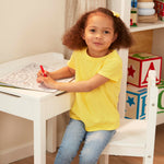 Melissa & Doug Wooden Child's Lift-Top Desk & Chair - White Play Desk and Chair Set for Toddlers and Kids Ages 3+