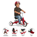Radio Flyer Triple Play Trike, For Ages 1-3, 3-in-1 Ride-On, Tricycle or Balance Bike, Tool-Free Transformation, Adjustable Padded Seat, Pedal Storage, Ringing Bell, Steel Frame, Tricycle for Toddlers