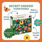 Petit Collage Floor Puzzle, Secret Garden, 24-Pieces – Large Puzzle for Kids, Completed Garden Puzzle Measures 18” x 24” – Makes a Great Gift Idea for Ages 3+