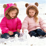 TUONROAD Baby Girls Coats 6-12 Months Toddler Girls Winter Coat for 1t Newborn Baby Pink Fleece Puffer Jacket with Bear Hood Infant Girls' Zip Up Waterproof Warm Down Coats for Toddlers Size 1 Year