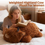 Mewaii 4 Lbs Weighted Stuffed Animals - Heavy Belly & Limbs, 23" Highland Cow Plush for a Realistic Hug, Super Soft Fluffy Plush Toy for Kids and Adults
