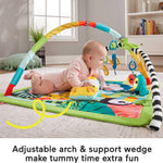 Fisher-Price Baby Playmat 3-in-1 Rainforest Sensory Gym with Music & Lights, Tummy Wedge & 5 Developmental Toys for Newborns 0+ Months