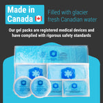 ICEWRAPS Reusable Multipurpose Gel Ice Packs in 4 Sizes - Hot Cold Pack for Kids Injuries, First Aid, Sport Injuries, Breastfeeding, Wisdom Teeth, Muscle and Joint Pain Relief - 7 Pack