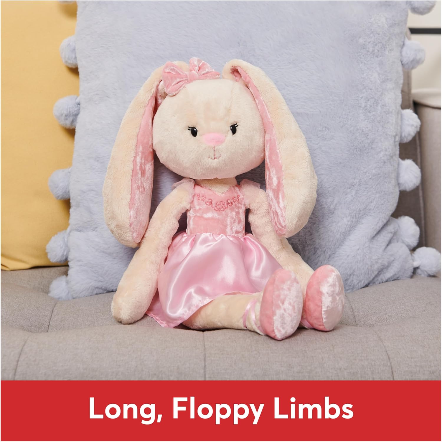 GUND Take-Along Friends Plush, Curtsy Ballerina Bunny, Bunny Stuffed Animal for Ages 1 and Up, Pink, 15"