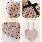 Kucnuzki Baby Girl Dress 12 18 Months Girl Clothes Summer Baby Travel Outfit A Line Toddler Tutu Polka Dot Fancy Swing Dress Ruffle Sleeve 2-Piece Kid Clothes