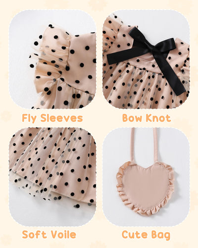 Kucnuzki Toddler Girl Dress 2t 3t Girl Clothes Cute Ruffle Tutu Fairy Princess Polka Dot Swing Beach Dress for Toddler Summer Two Piece Outfit Casual Sun Dress