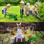 Qtioucp Kids Gardening Tools Outdoor Toys Set Backyard Play with Wheelbarrow Educational STEM Learning Pretend Toys Outdoor Indoor for Toddlers Kids Boys Girls