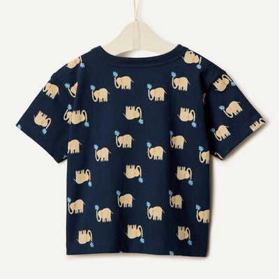 Amazon Essentials x Sofia Grainge Baby Boys' Cotton Short Sleeve Crewneck T-Shirts, Pack of 2, Elephants/White, 24 Months