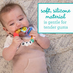Infantino BFF Friendship Baby Teether – Soft Silicone Baby Teething Toy with Textures, Bright Colors, and Easy-Grip Design