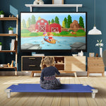 Acrimet Nap Cot for Kids, Portable Toddler Child Bed, Stackable, 52" L (Stainless Steel Tubes) (Blue Breathable Mesh Fabric - Gray Feet) (1 Pack)