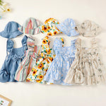 Renotemy Baby Girl Summer Dress Infant Boho Outfits Beige Casual Floral Sundress with Hat and Bag Sleeveless Party Beach Vintage Dresses Baby Girl Clothes 6-9 Months 12 Months