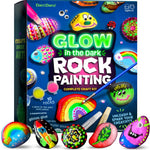 Dan&Darci Kids Rock Painting Kit - Glow in The Dark - Gifts Arts & Crafts for Boys and Girls Ages 6-12 - Craft Activities Kits - Creative Art Toys for 6, 7, 8, 9, 10, 11 & 12 Year Old Kid