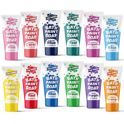 Tub Works® Bath Paint Soap, 12 Pack | Non-Toxic, Washable Bathtub Paint for Toddlers & Kids | Finger Paint in the Tub | Ideal Toddler Bath Toys for Creative Kids Bath | Easy-to-Clean