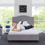 Delta Children Upholstered Twin Bed, Grey