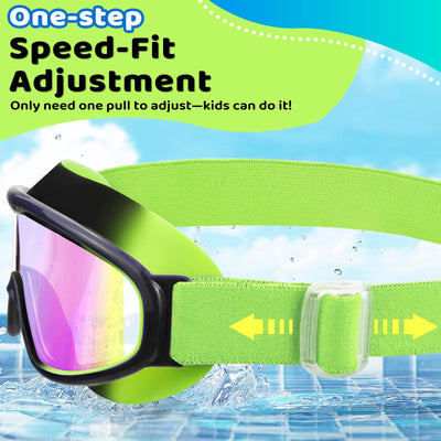 Vvinca Kids Goggles with Comfort Fabric Strap, Kids Swim Goggles Wide View Anti-Fog/UV No Leaking Swimming Goggles for 3-14