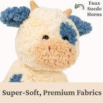 GUND Cozys Collection Cow, Stuffed Animal for Ages 1 and Up, Spring Decor Plush Toy, Cream/Blue, 10”