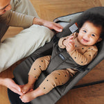 BabyBjörn Bouncer Balance Soft, Dark Gray, Woven/Jersey, Tri-Fabric | 2-in-1 Adjustable Baby Bouncer Seat and Toddler Chair, Newborn to Toddler (8-29 lbs), 4 Positions, Lightweight & Portable