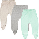 123 Bear Baby Soft Cotton Spandex Pants with Feet (Mint 3-Pack, 0-3 Months)