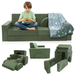 Cubby Couch 12-Piece Modular Kids Play Couch - Soft & Durable Toddler Couch with CertiPUR US Foam, Washable Covers - Playroom Furniture, Kids Sofa for Lounge, Living Room & Playroom - Green