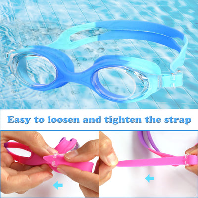 EWPJDK Kids Swim Goggles - 2 Pack Swimming Goggles Anti Fog Anti-UV No Leaking For Children Teens Boys & Girls Age 3-15 (Purple & Blue)