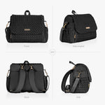 Hannah & Sophia Belle Convertible Baby Diaper Backpack & Bag in Black, Large Size, Dual Sided Water Resistant Changing Mat Included, Detachable Shoulder Straps, Easy To Use