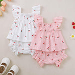 Jecson Infant Girl Outfits Newborn Baby Girl Summer Clothes 12-18 Month Girl Clothes Sleeveless Ruffle Top And Bloomers Shorts Set