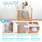 Regalo Safety 35" Extra Tall Baby Gate for Stairs, Wall Mounted 2-in-1 Wide Stair Gate for Babies, Toddlers, & Pets, Includes Banister and Wall Mounting Kit, White